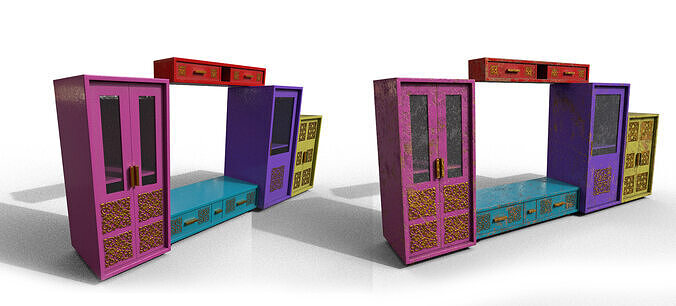 Pack 2 Sets Modern Furniture 3D Model Low-poly 3D model