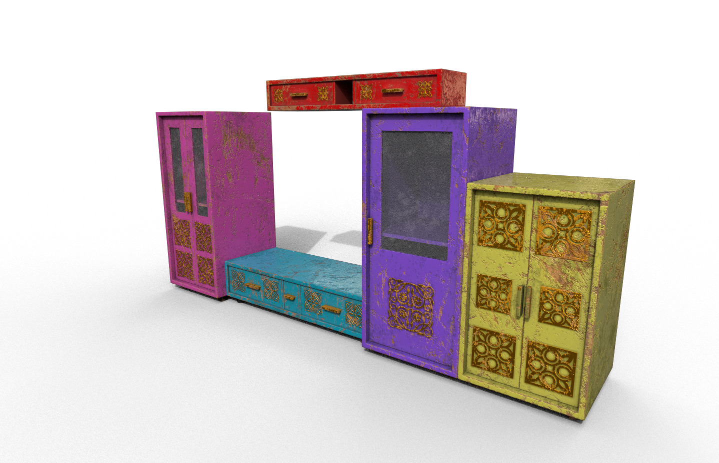 Pack 2 Sets Modern Furniture 3D Model Low-poly 3D model_7