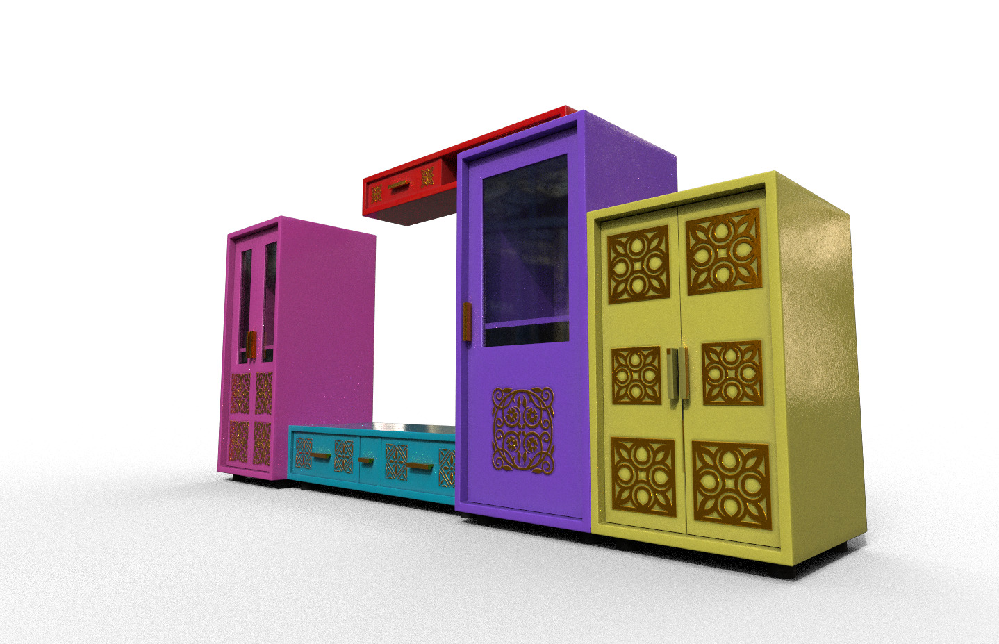 Pack 2 Sets Modern Furniture 3D Model Low-poly 3D model_10