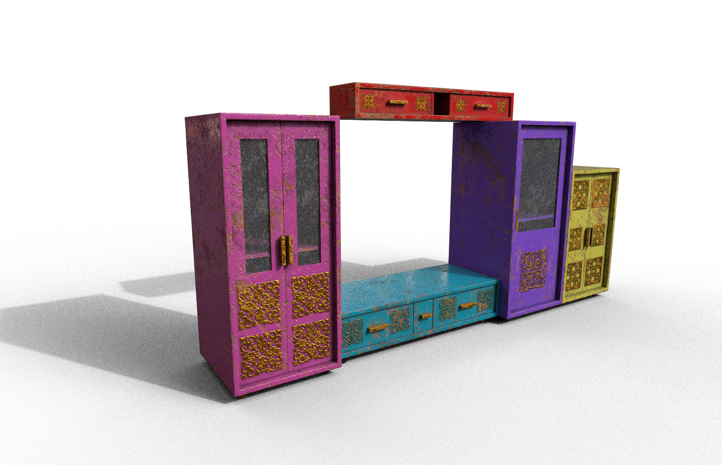 Pack 2 Sets Modern Furniture 3D Model Low-poly 3D model_1