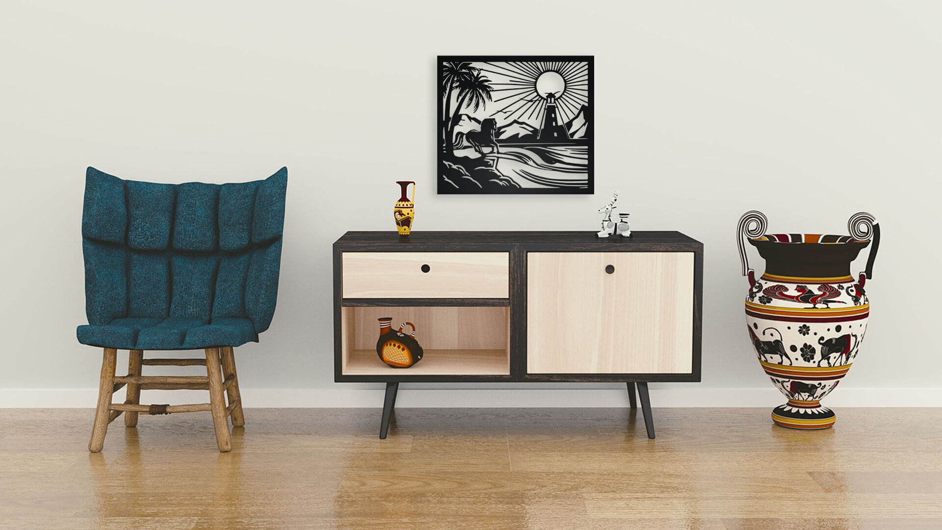 Horse and Lighthouse Coastal Wall Art 3D print model_2