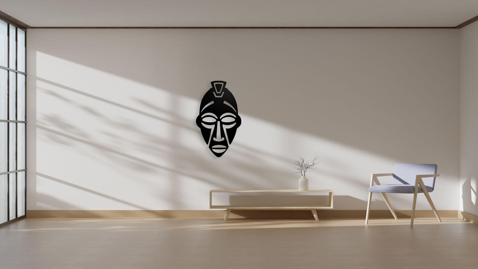 Stylized African Mask Wall Art 3D print model_4