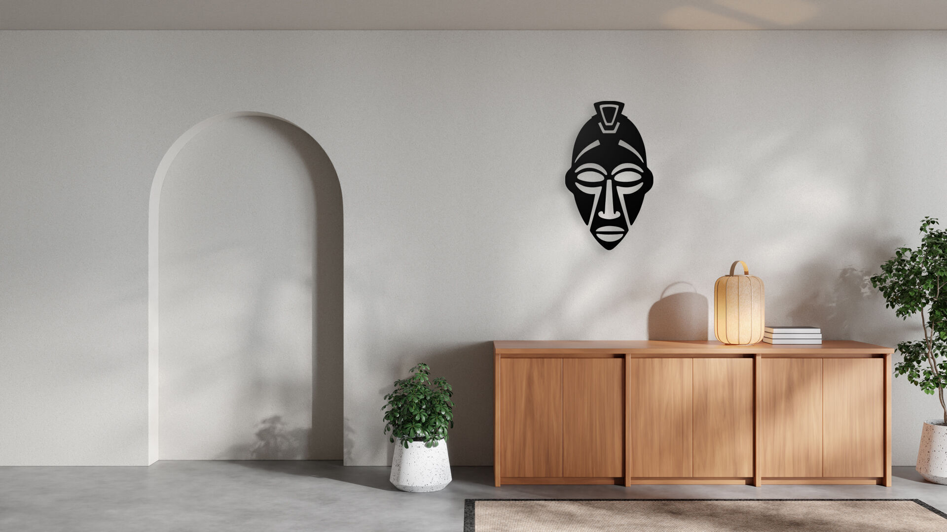 Stylized African Mask Wall Art 3D print model_2