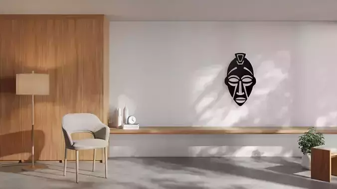 Stylized African Mask Wall Art 3D print model