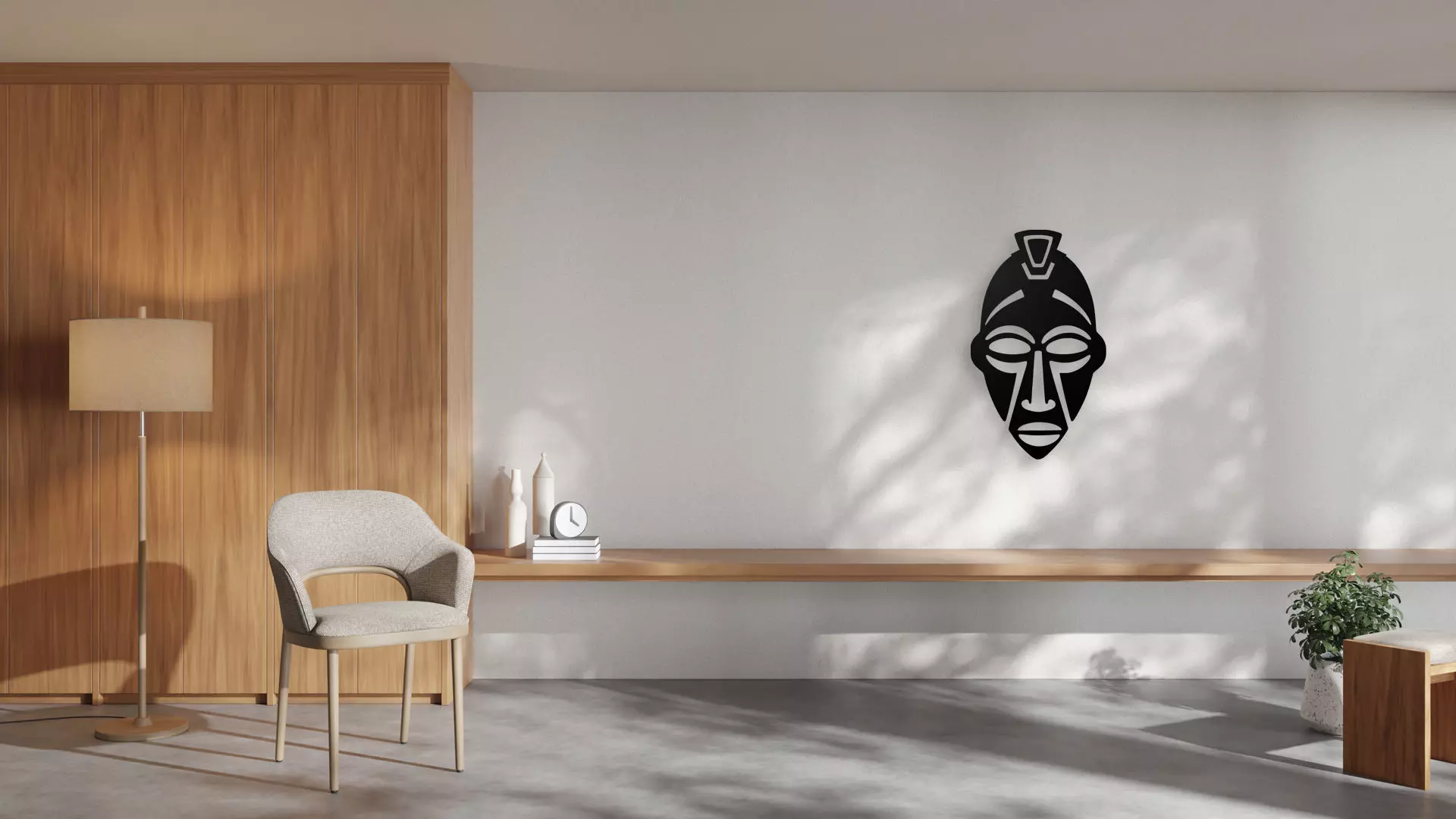 Stylized African Mask Wall Art 3D print model_0