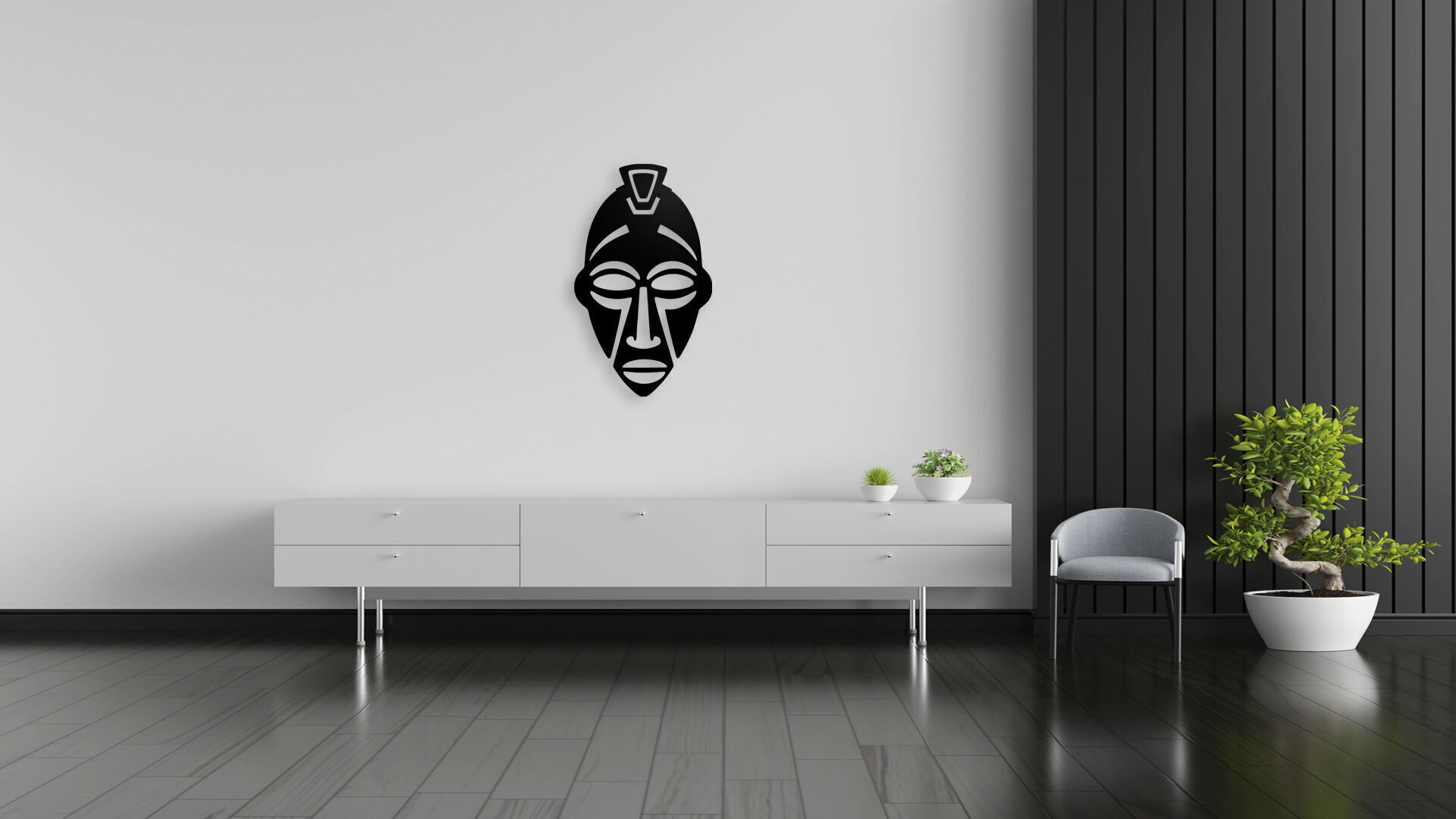 Stylized African Mask Wall Art 3D print model_5