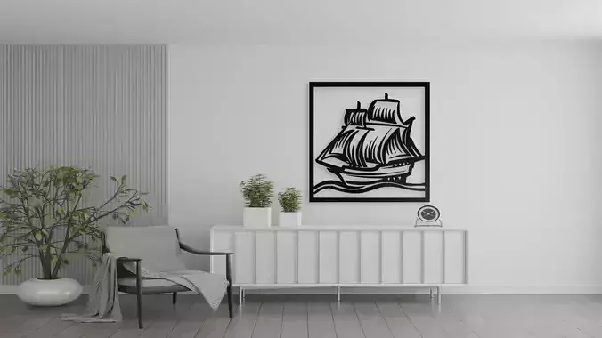 Vintage Sailing Ship Wall Art 3D print model