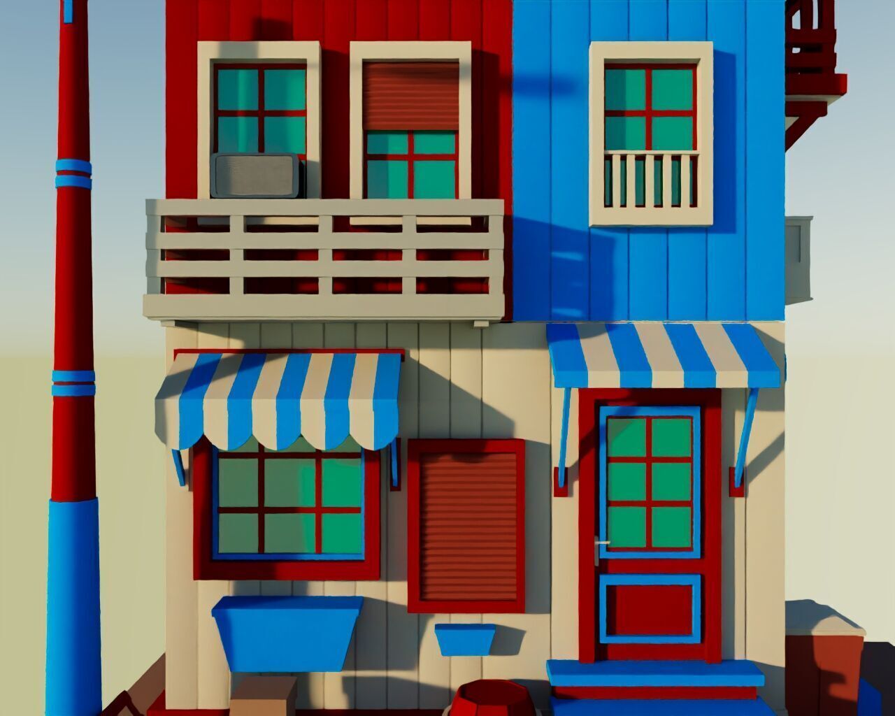 Low Poly House Low-poly 3D model_1