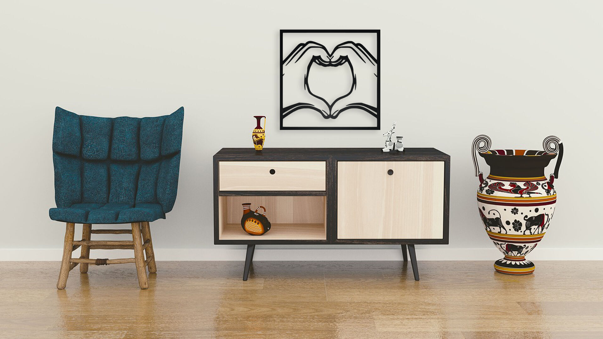 Heart Hands Wall Art 3D print model_3