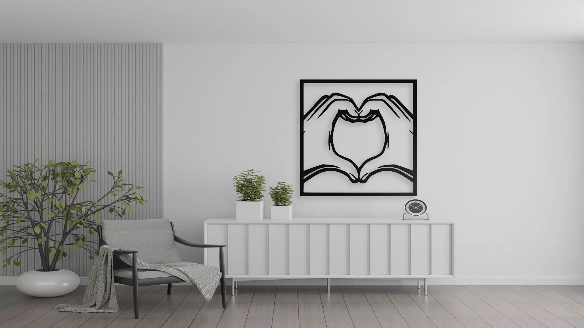 Heart Hands Wall Art 3D print model_0