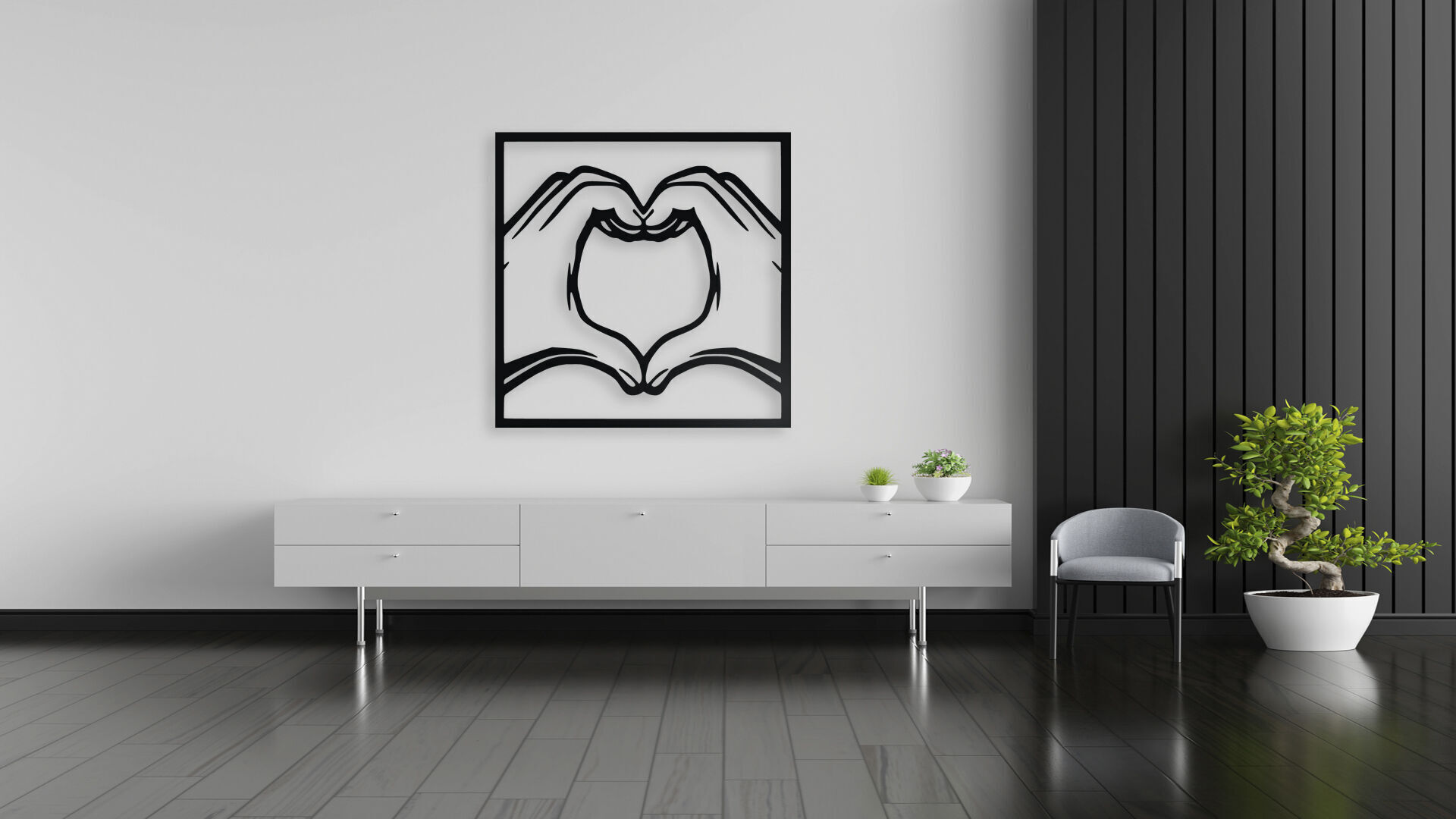 Heart Hands Wall Art 3D print model_5