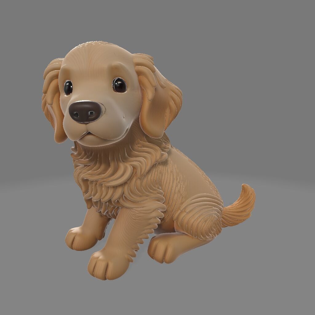 Golden Retriever Puppy   Cute Dog Figurine 3D print model_1