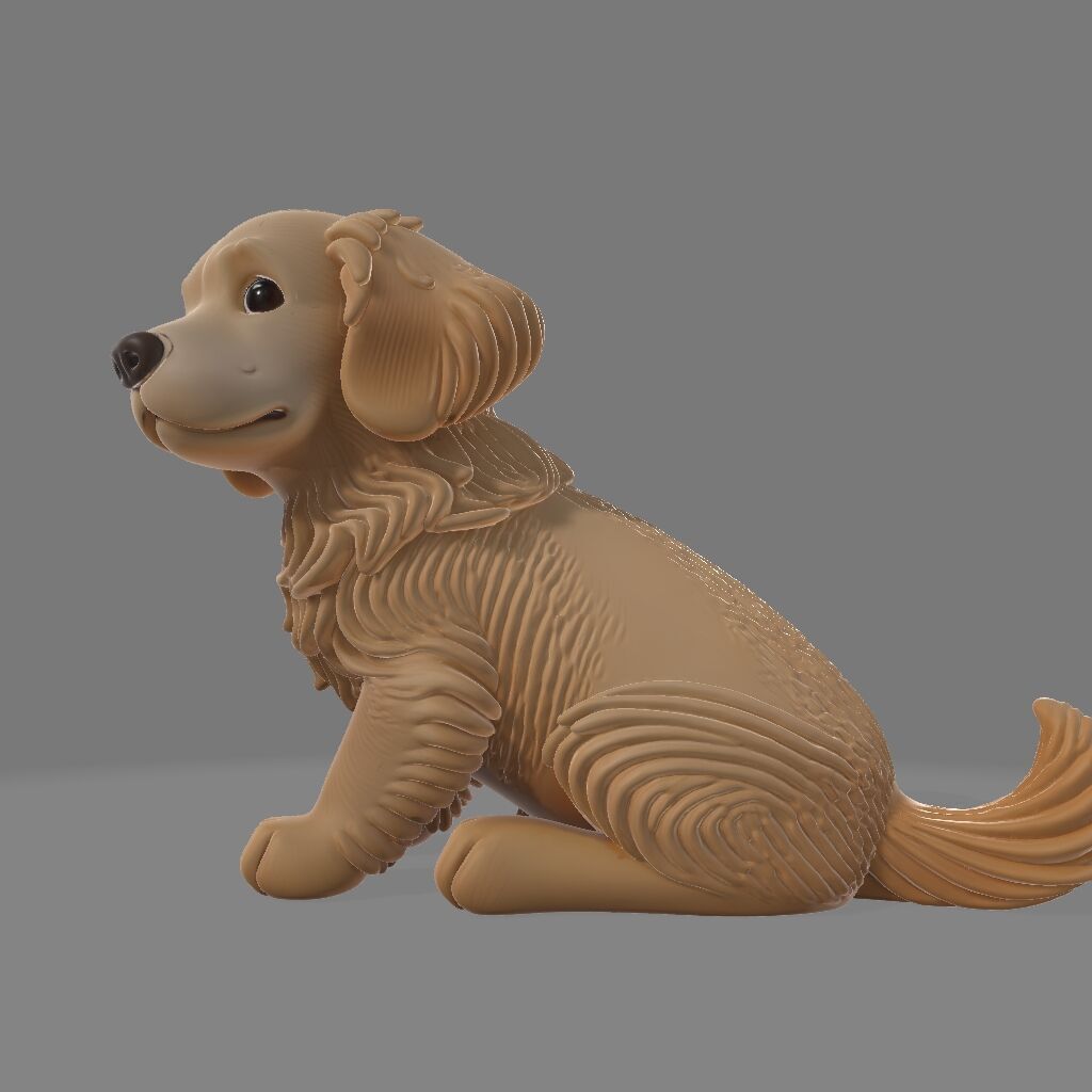 Golden Retriever Puppy   Cute Dog Figurine 3D print model_2
