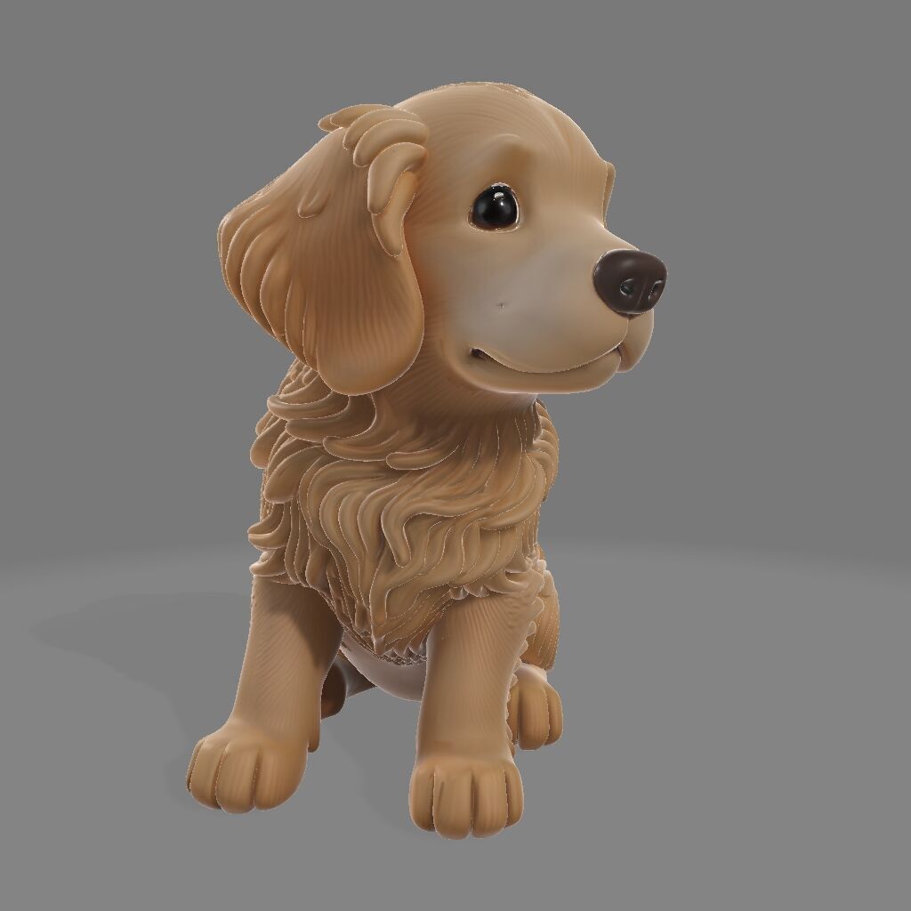 Golden Retriever Puppy   Cute Dog Figurine 3D print model_5