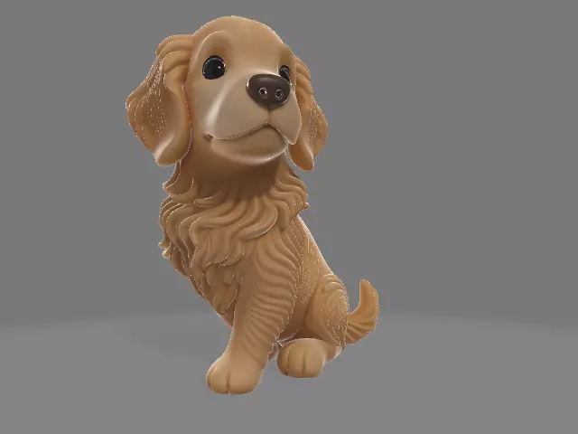 Golden Retriever Puppy   Cute Dog Figurine 3D print model_3