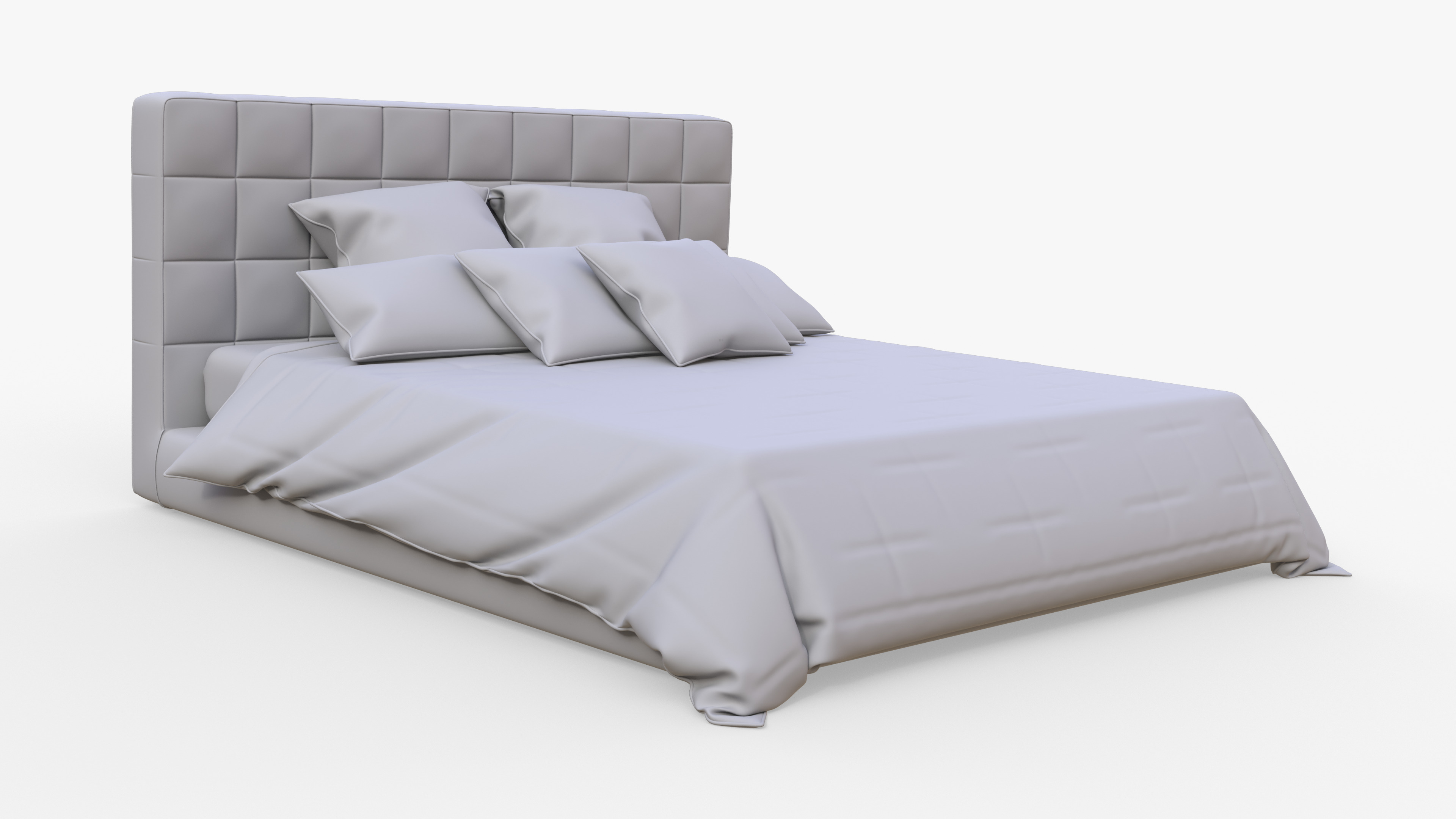 Brown Double Bed 3D model_8
