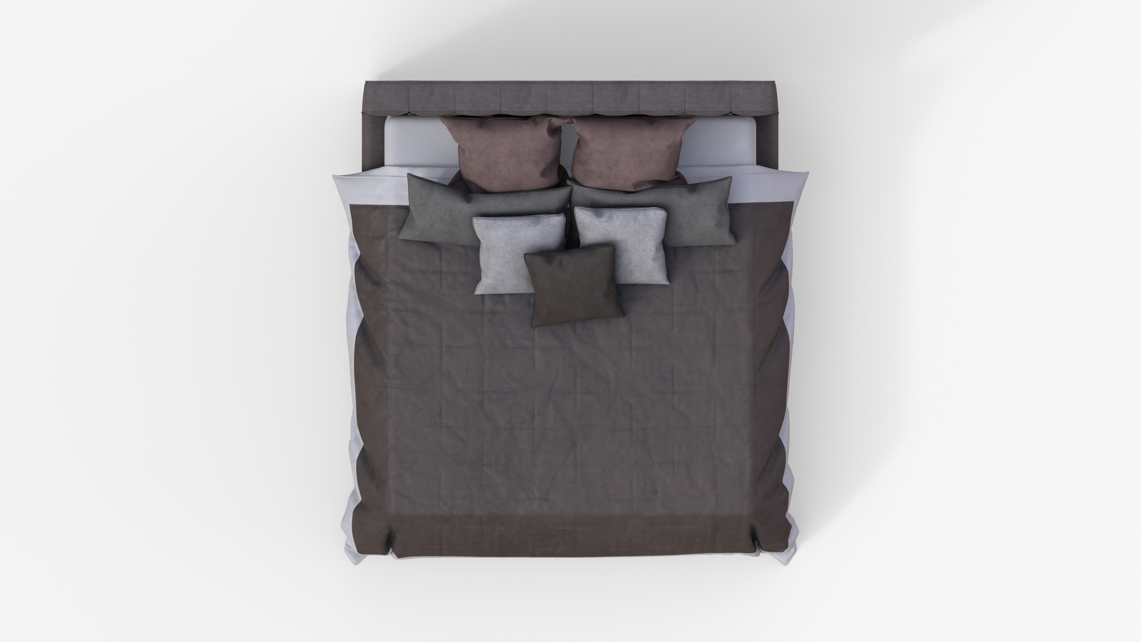 Brown Double Bed 3D model_5