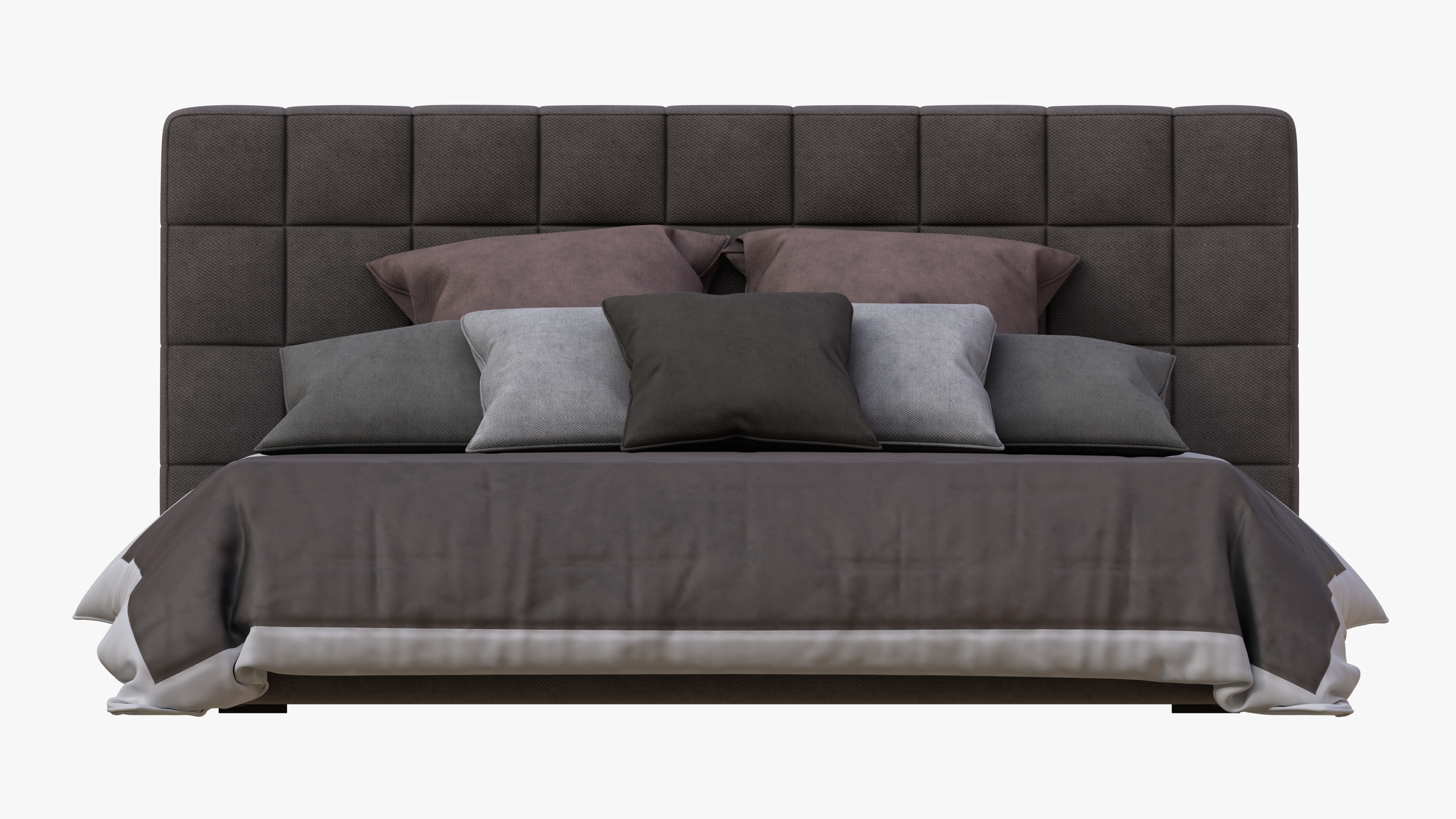 Brown Double Bed 3D model_4