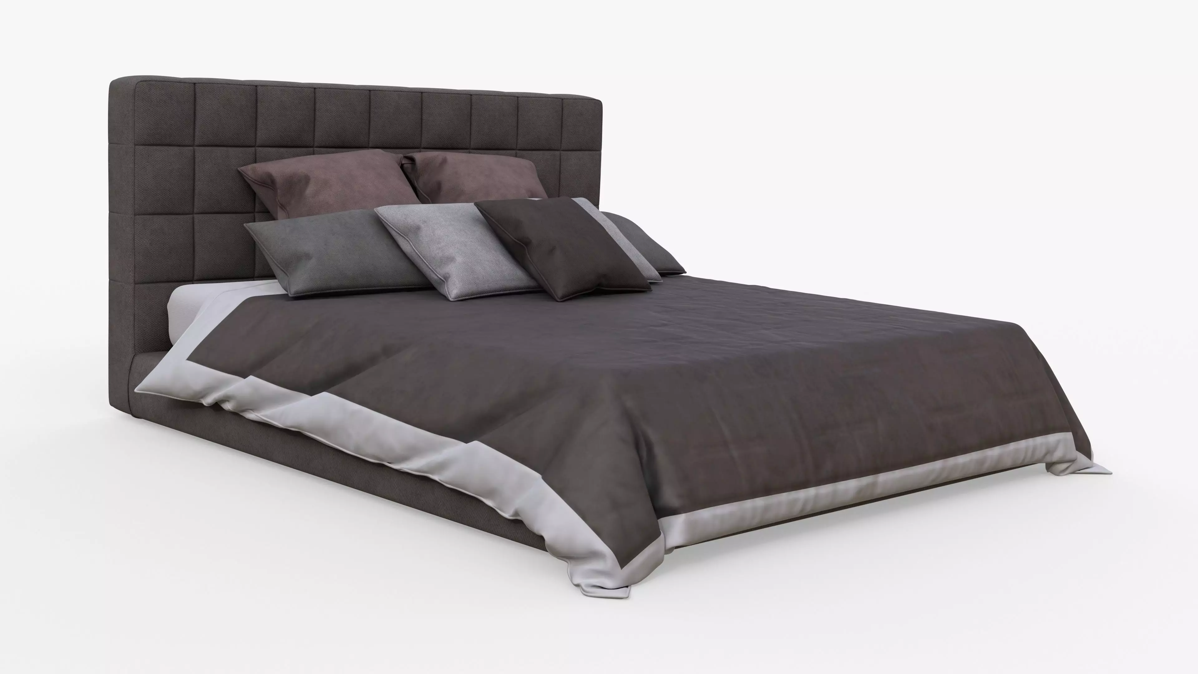 Brown Double Bed 3D model_0