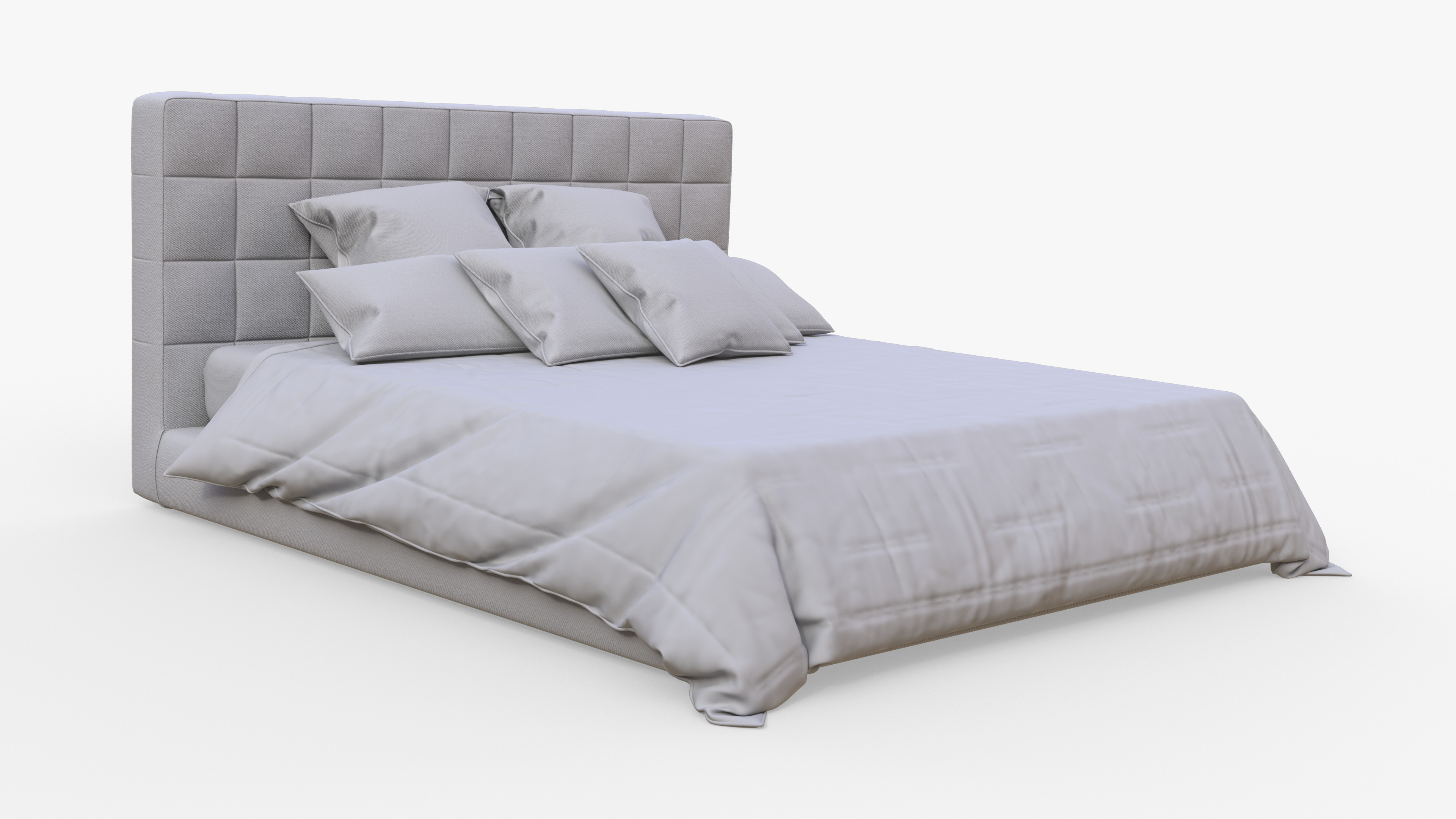 Brown Double Bed 3D model_7