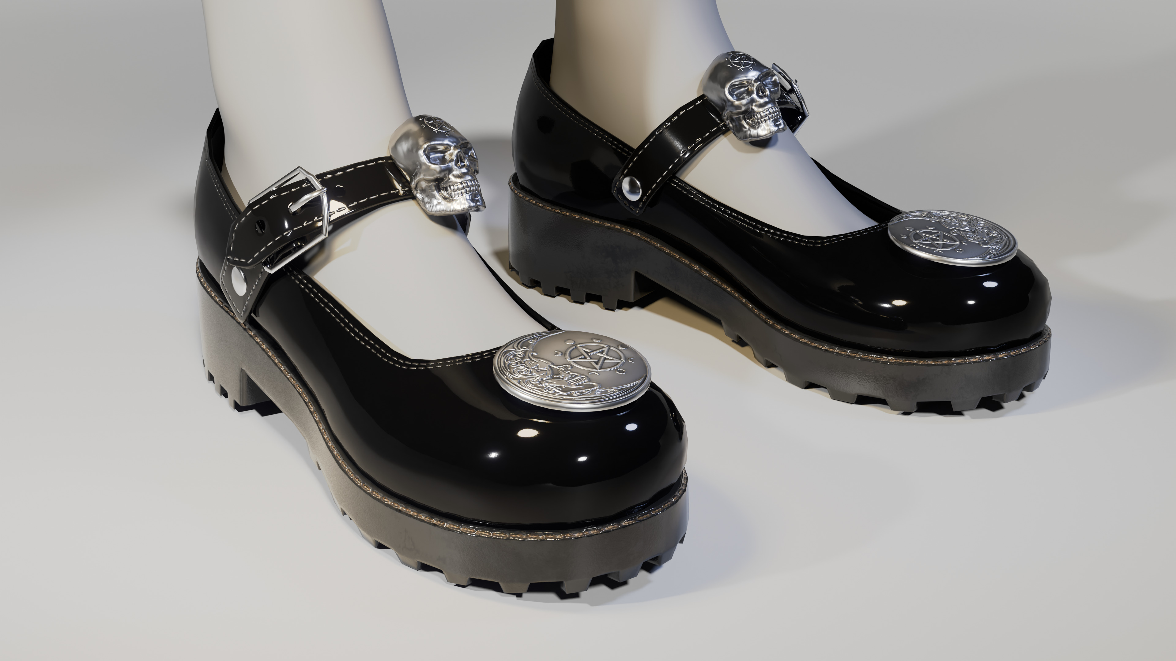 Gothic Platform Loafers for game characters low-poly Low-poly 3D model_1
