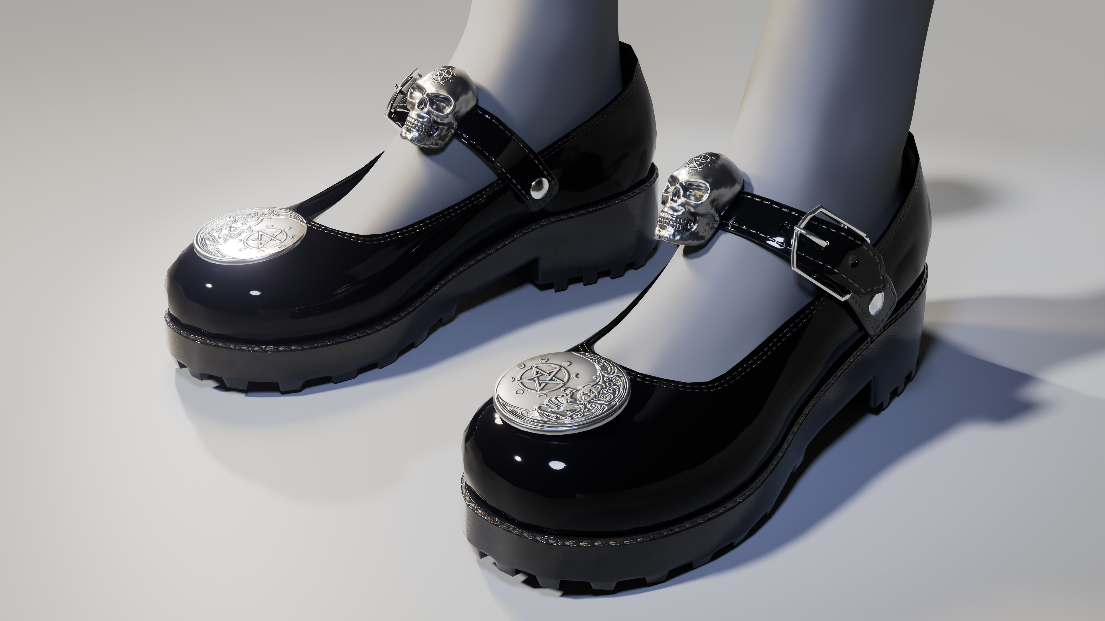 Gothic Platform Loafers for game characters low-poly Low-poly 3D model_2