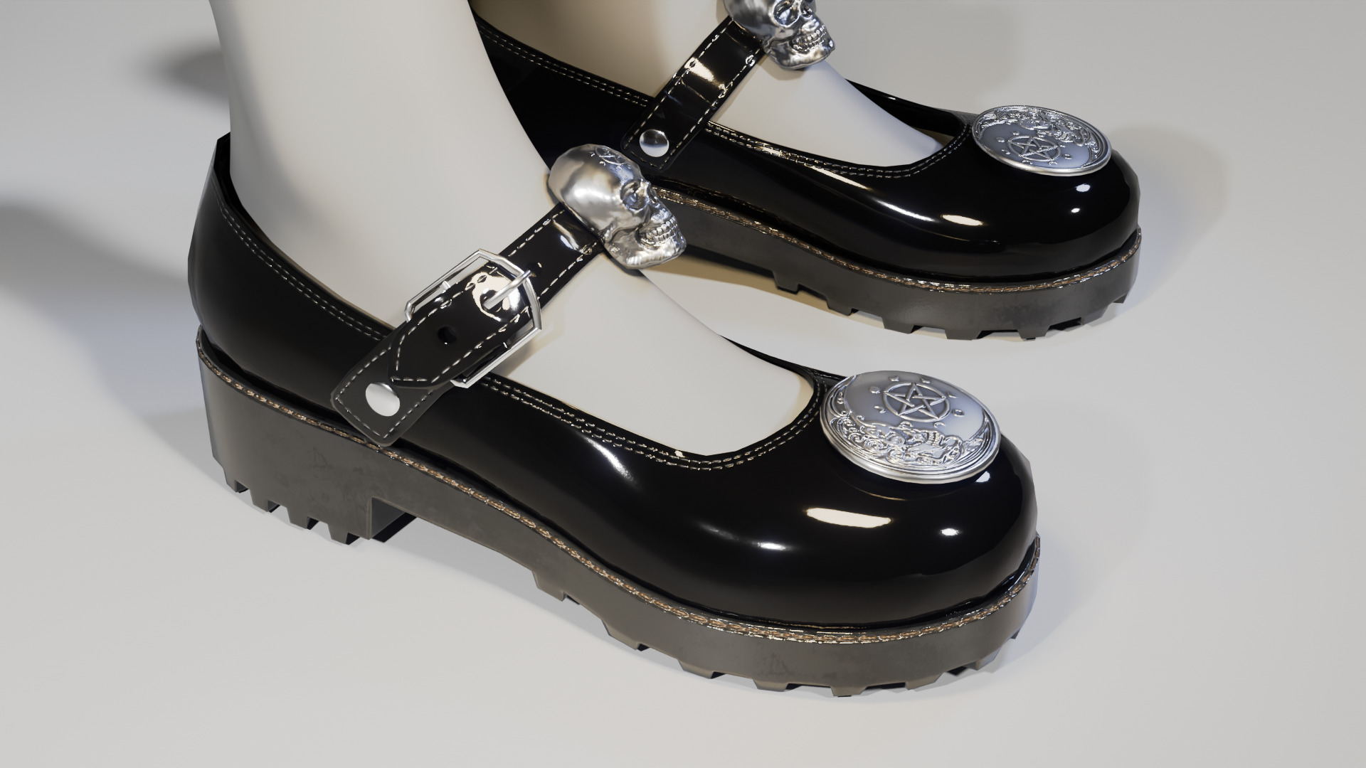 Gothic Platform Loafers for game characters low-poly Low-poly 3D model_3