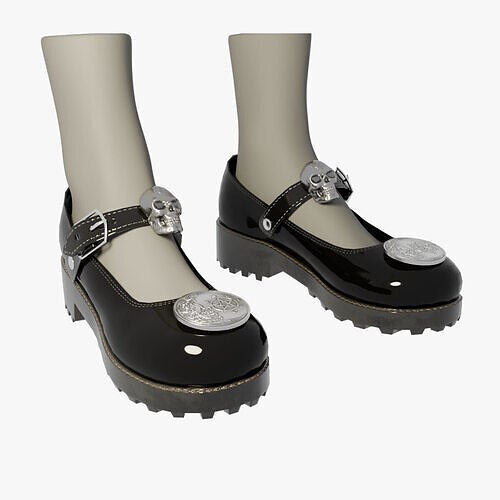 Gothic Platform Loafers for game characters low-poly Low-poly 3D model