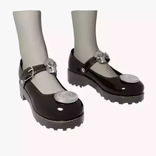 Gothic Platform Loafers for game characters low-poly
