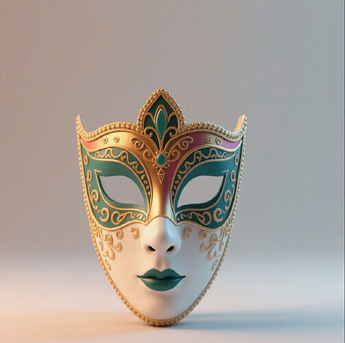 714  Venetian Carnival   Mask   Color   3D Model  magic 3D print model