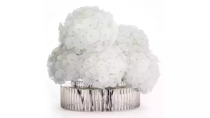 Festive Bouquet In A Glass Vase White Hydrangea 591