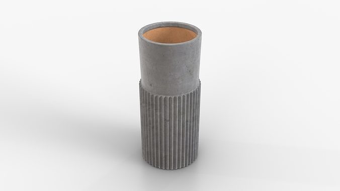Vase Concrete Tall Low-poly 3D model