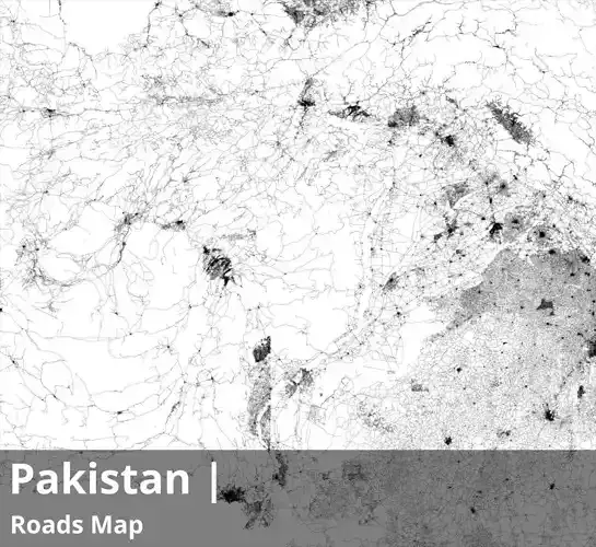 Pakistan Water Roads and Buildings 16k High resolution Maps