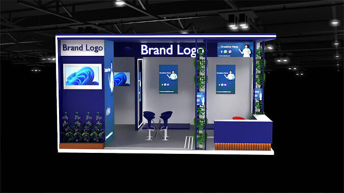 2 Side Open Modern Exhibition Stall Design for Brand Showcases 3D model
