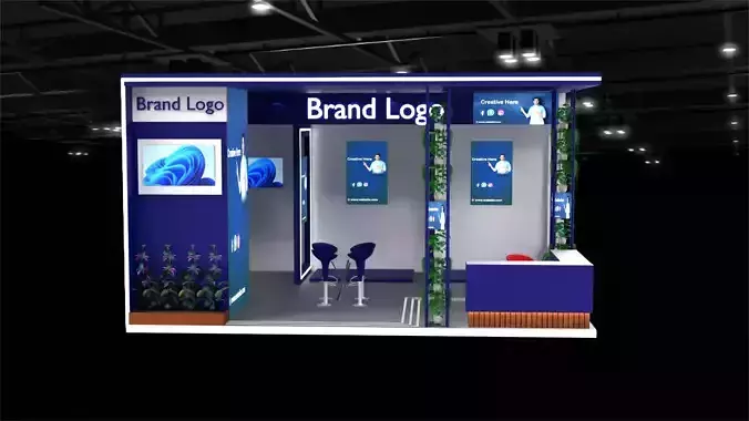 2 Side Open Modern Exhibition Stall Design for Brand Showcases 3D model