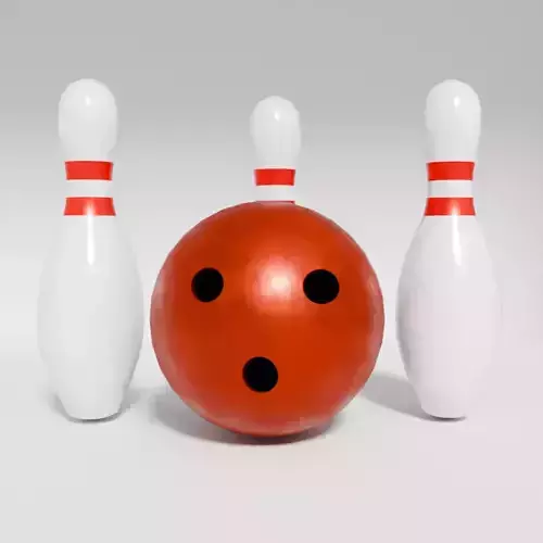 Red Bowling Ball and White Pins