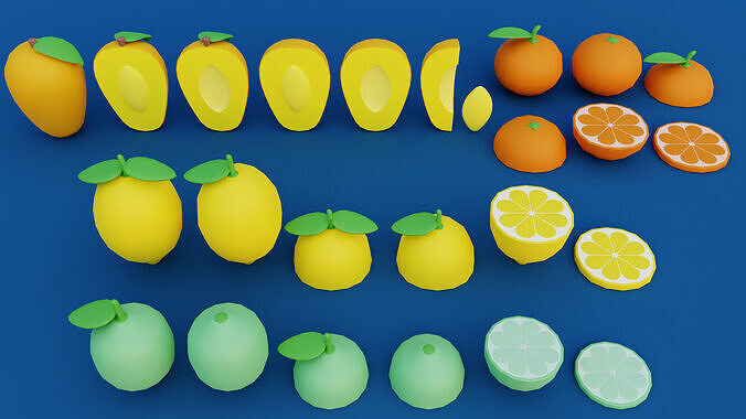 Cartoon Fruit Garden Low-poly 3D model 7