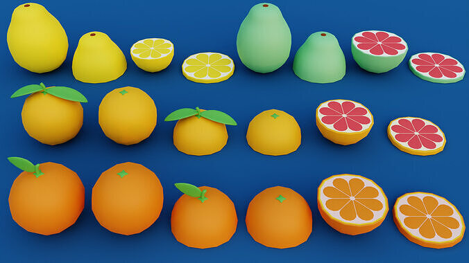 Cartoon Fruit Garden Low-poly 3D model 6