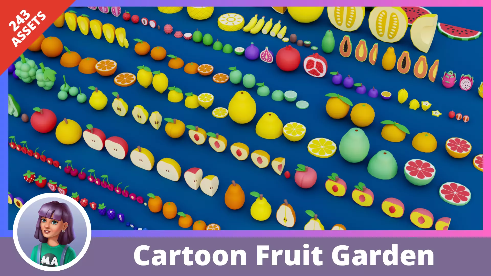 Cartoon Fruit Garden Low-poly 3D model_0