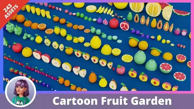 Cartoon Fruit Garden Low-poly 3D model