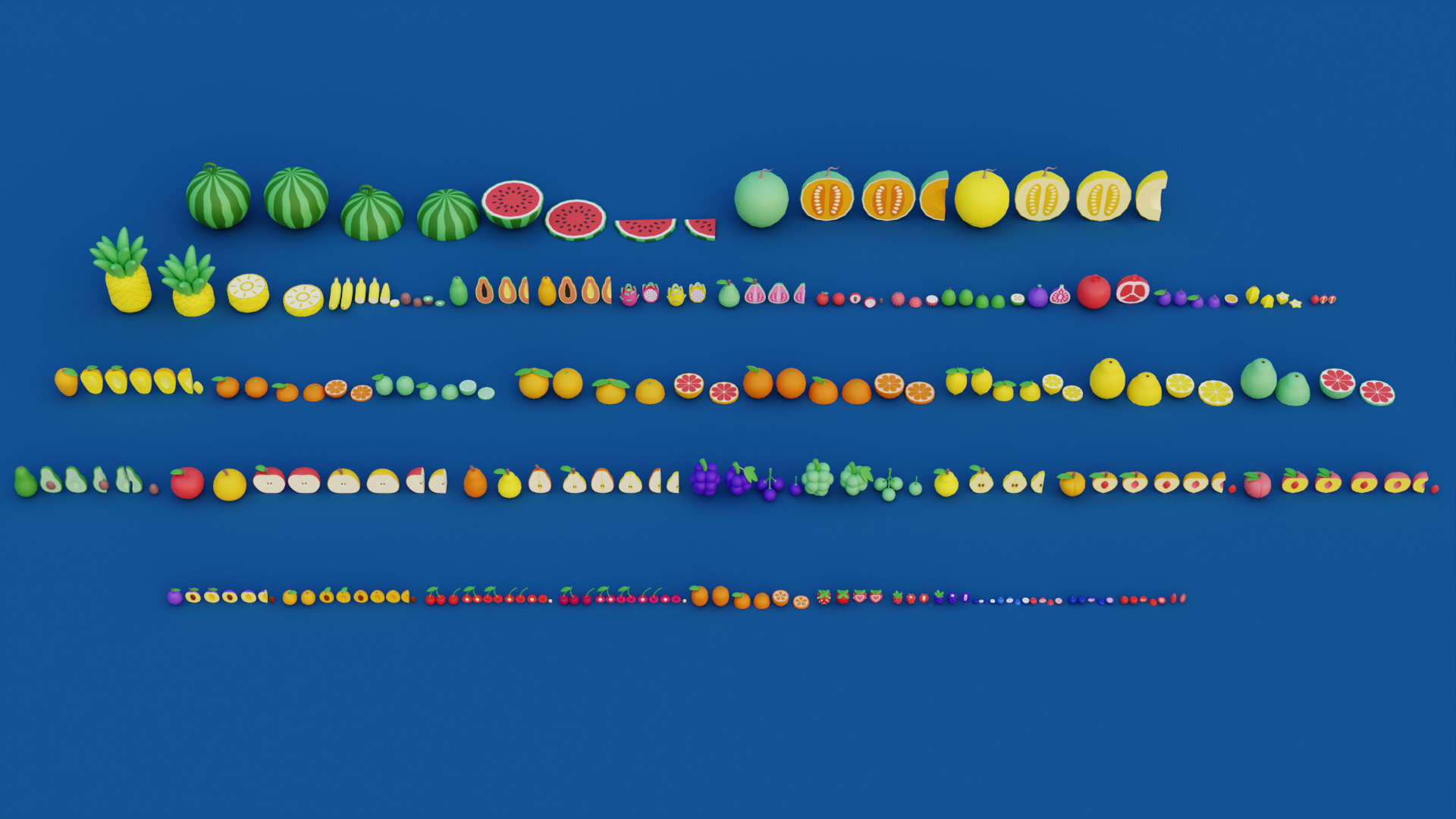 Cartoon Fruit Garden Low-poly 3D model_1