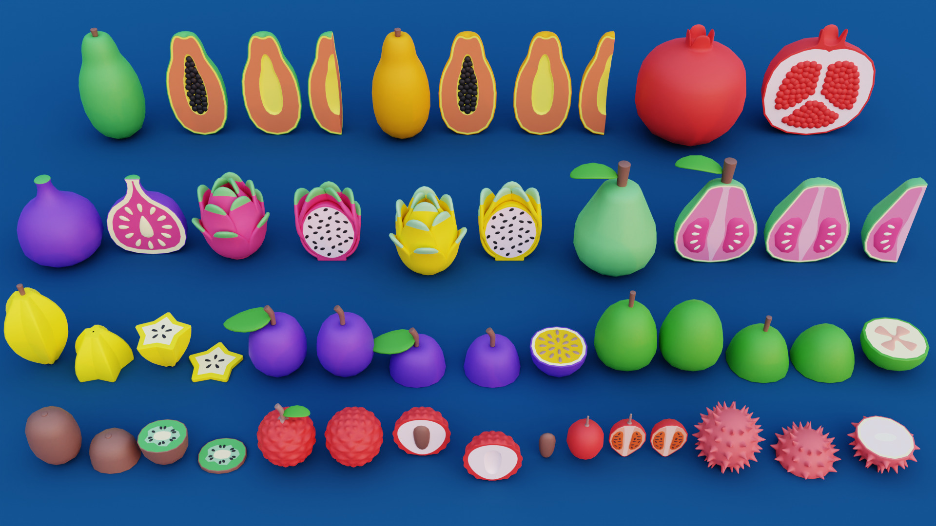 Cartoon Fruit Garden Low-poly 3D model_4