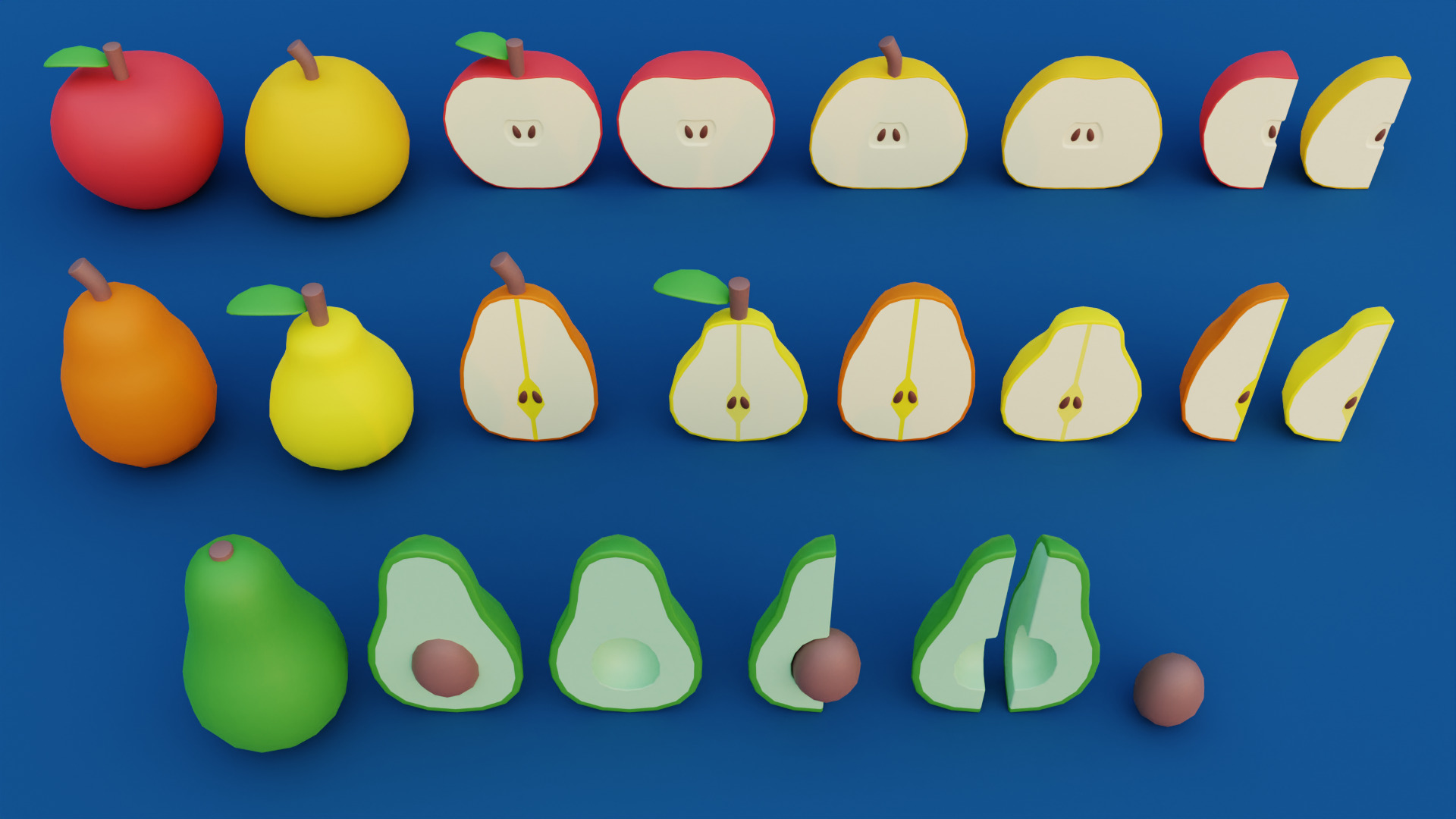 Cartoon Fruit Garden Low-poly 3D model_7