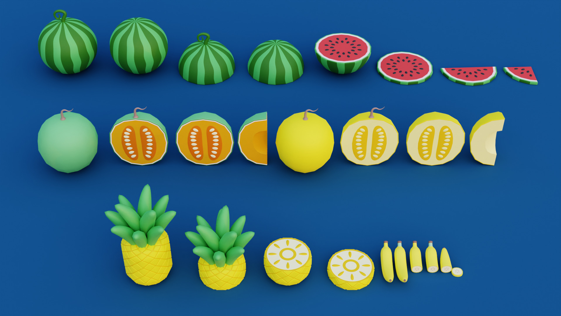 Cartoon Fruit Garden Low-poly 3D model_3