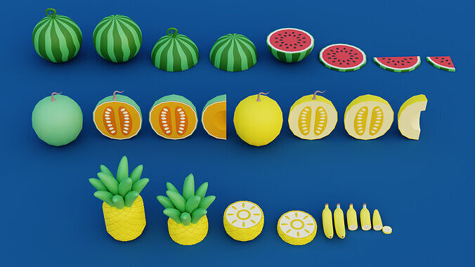 Cartoon Fruit Garden Low-poly 3D model 4