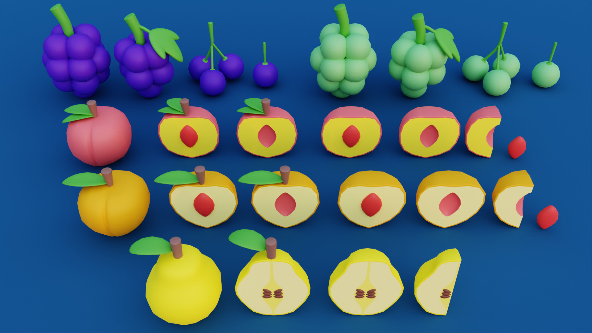 Cartoon Fruit Garden Low-poly 3D model_8