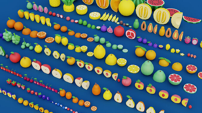 Cartoon Fruit Garden Low-poly 3D model 3