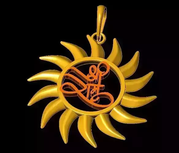 Shree Ram Sun Pendant 3DM CAD Jewelry Design File for Rhino