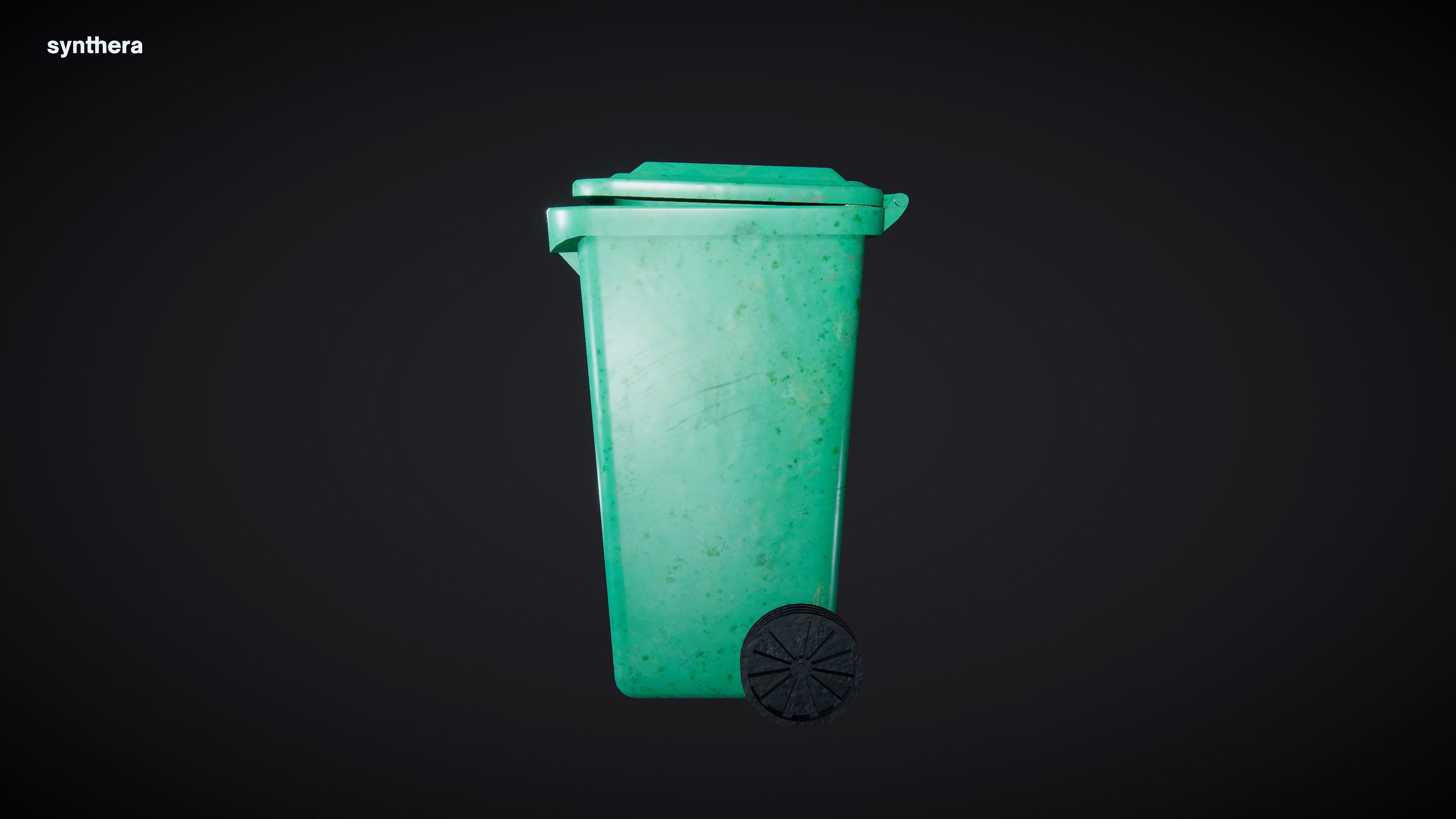 Trash Can Green Wheeled 01 3D model_5