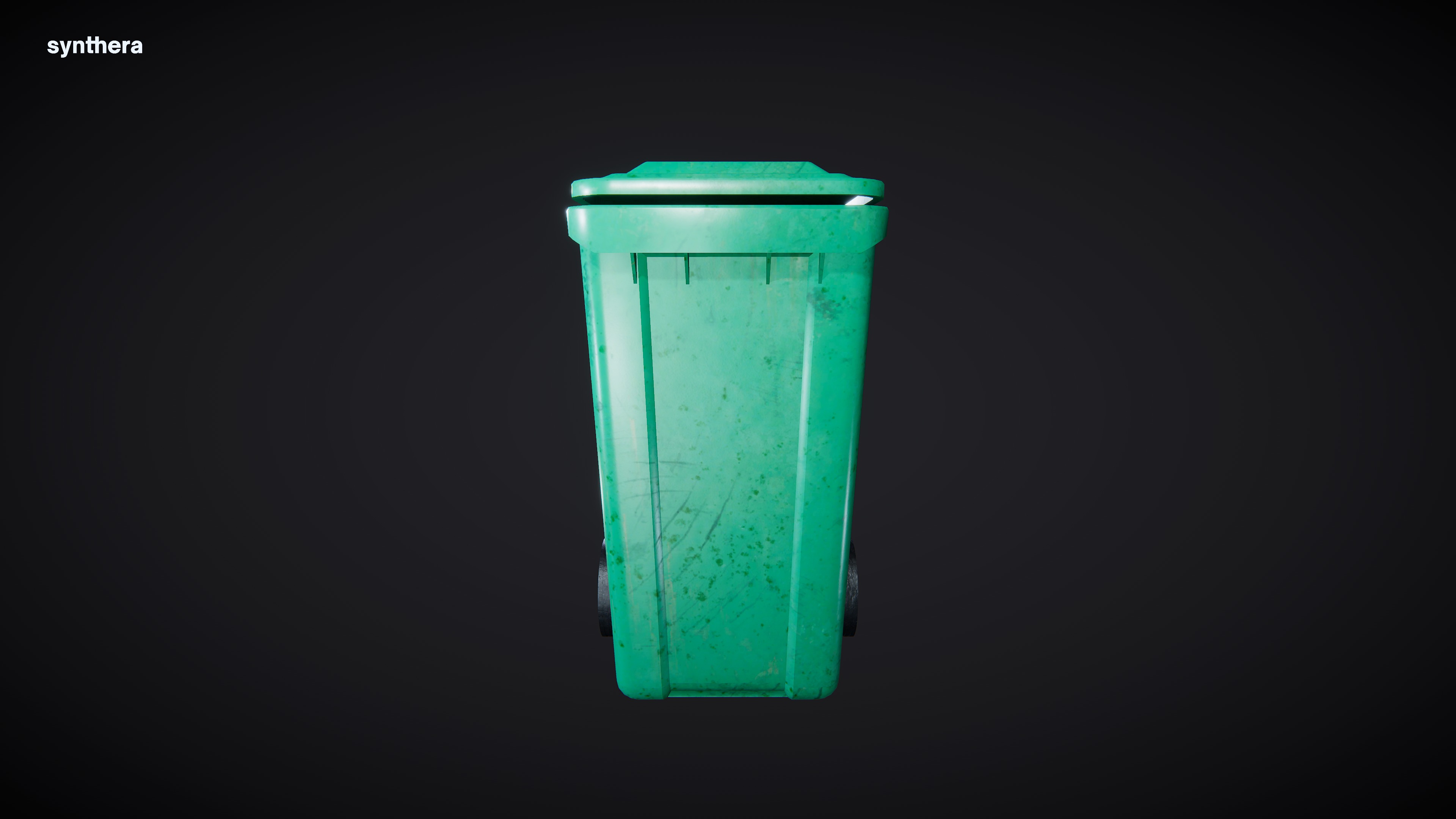 Trash Can Green Wheeled 01 3D model_4